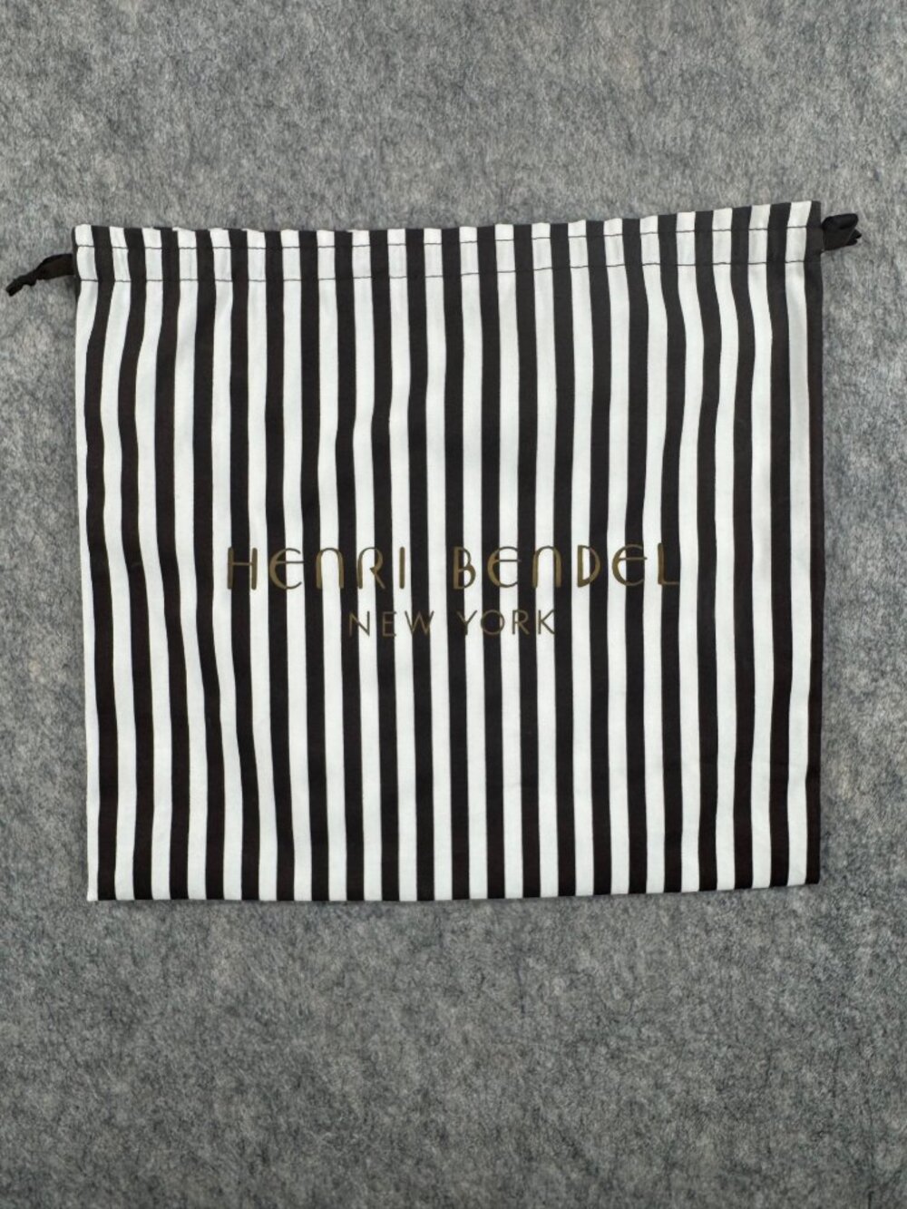 Henri Bendel Dust Bag 15x16 Brown White Stripe Drawstring Logo